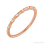 Sapphire Row Natural Diamond Wavy Inlay Ring - 14K Rose Gold