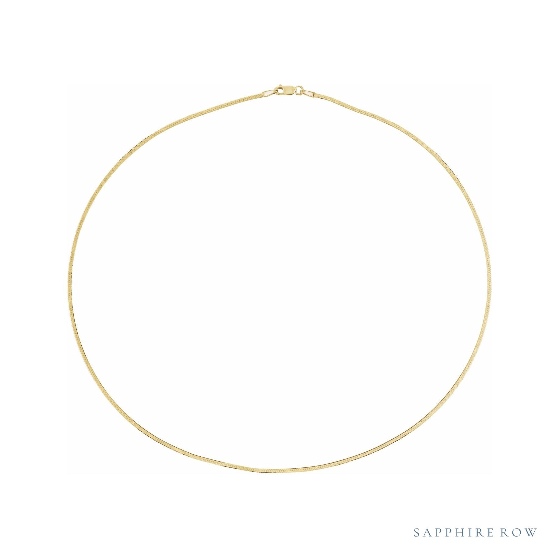 Sapphire Row Flexible Herringbone Chain Necklace - 1.6 mm, 14K Yellow Gold