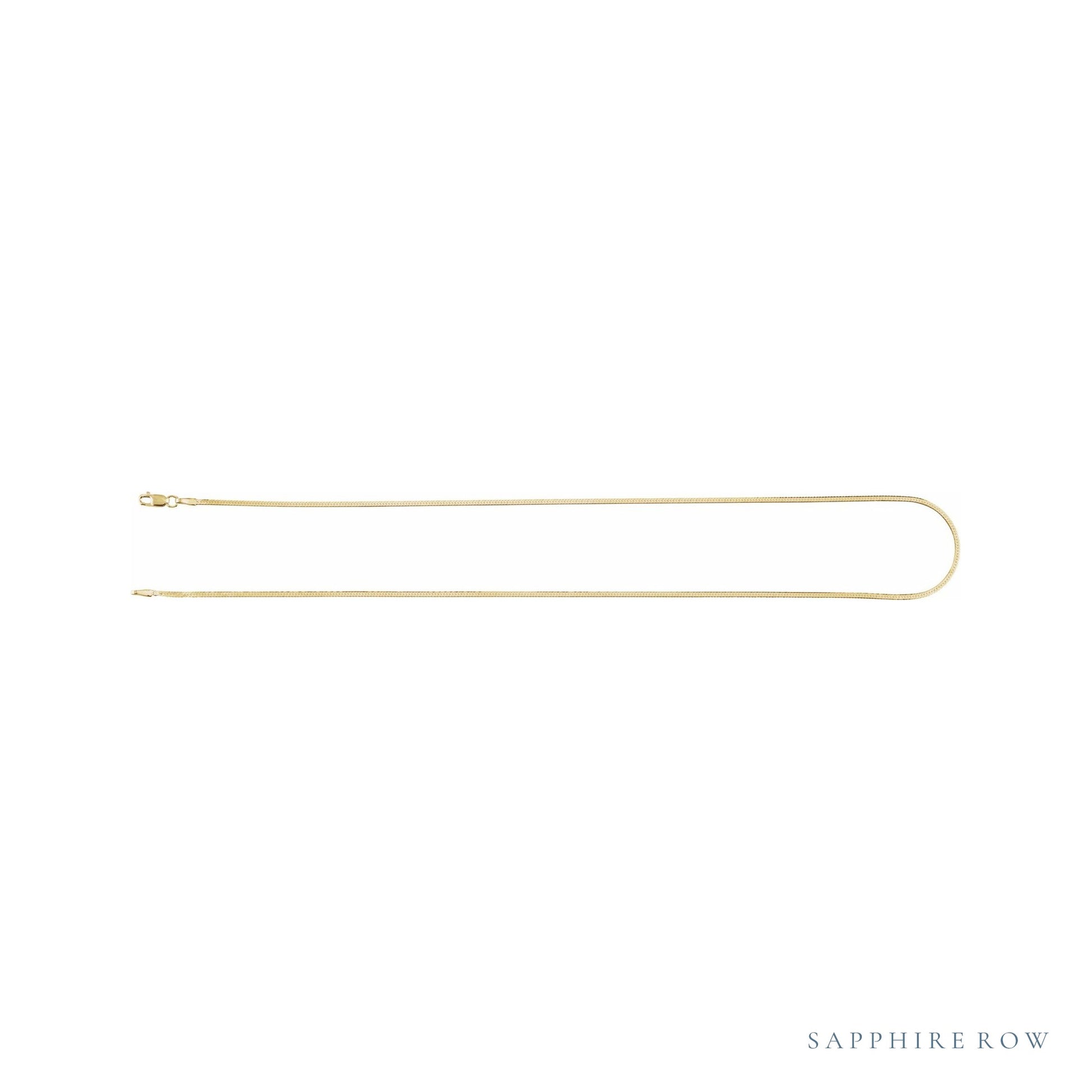Sapphire Row Flexible Herringbone Chain Necklace - 1.6 mm, 14K Yellow Gold (view 3)