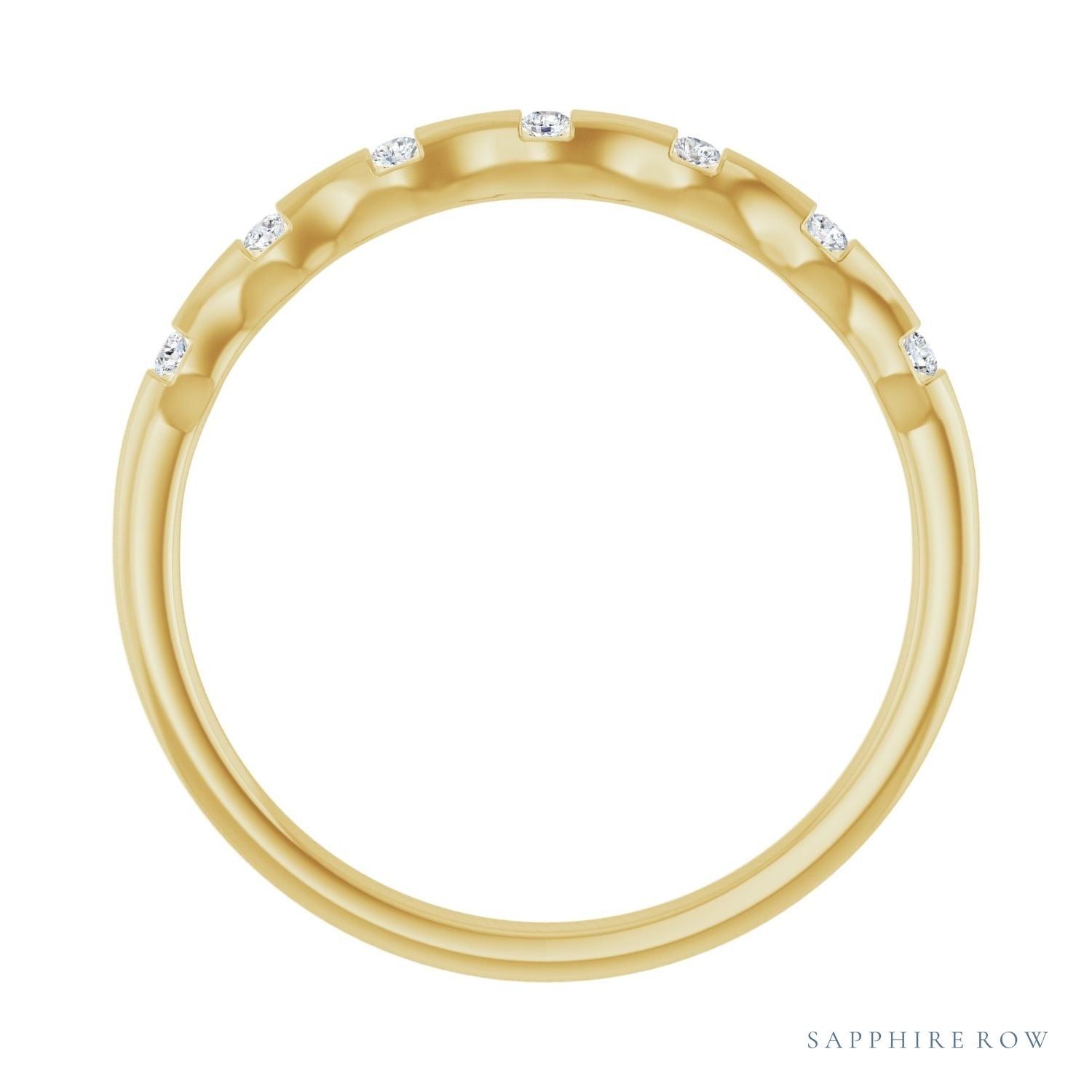 Sapphire Row Lab-Grown Diamond Wavy Inlay Ring - 14K Yellow Gold (view 2)