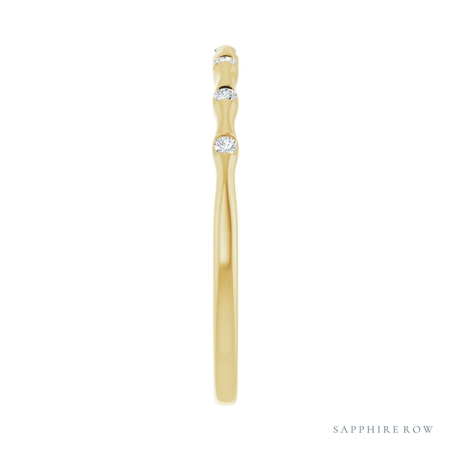 Sapphire Row Lab-Grown Diamond Wavy Inlay Ring - 14K Yellow Gold (view 4)