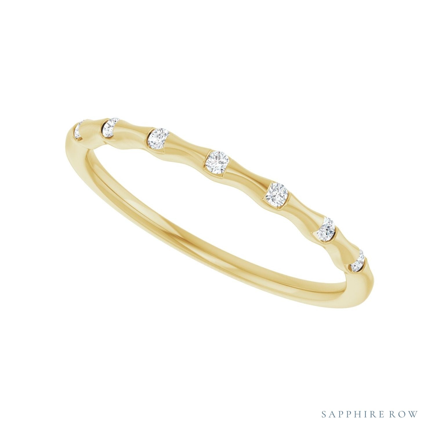 Sapphire Row Lab-Grown Diamond Wavy Inlay Ring - 14K Yellow Gold (view 5)