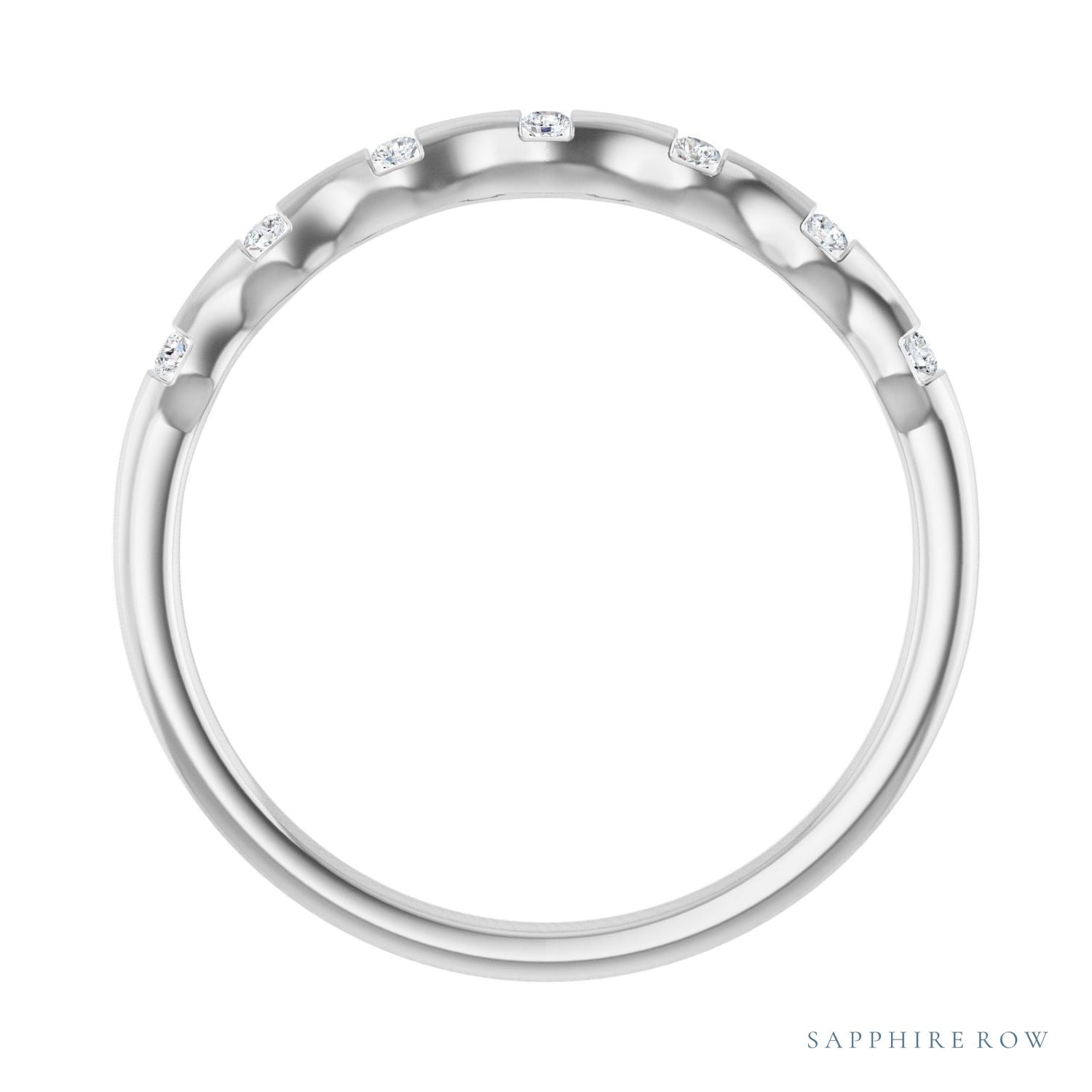 Sapphire Row Lab-Grown Diamond Wavy Inlay Ring - 14K White Gold (view 2)