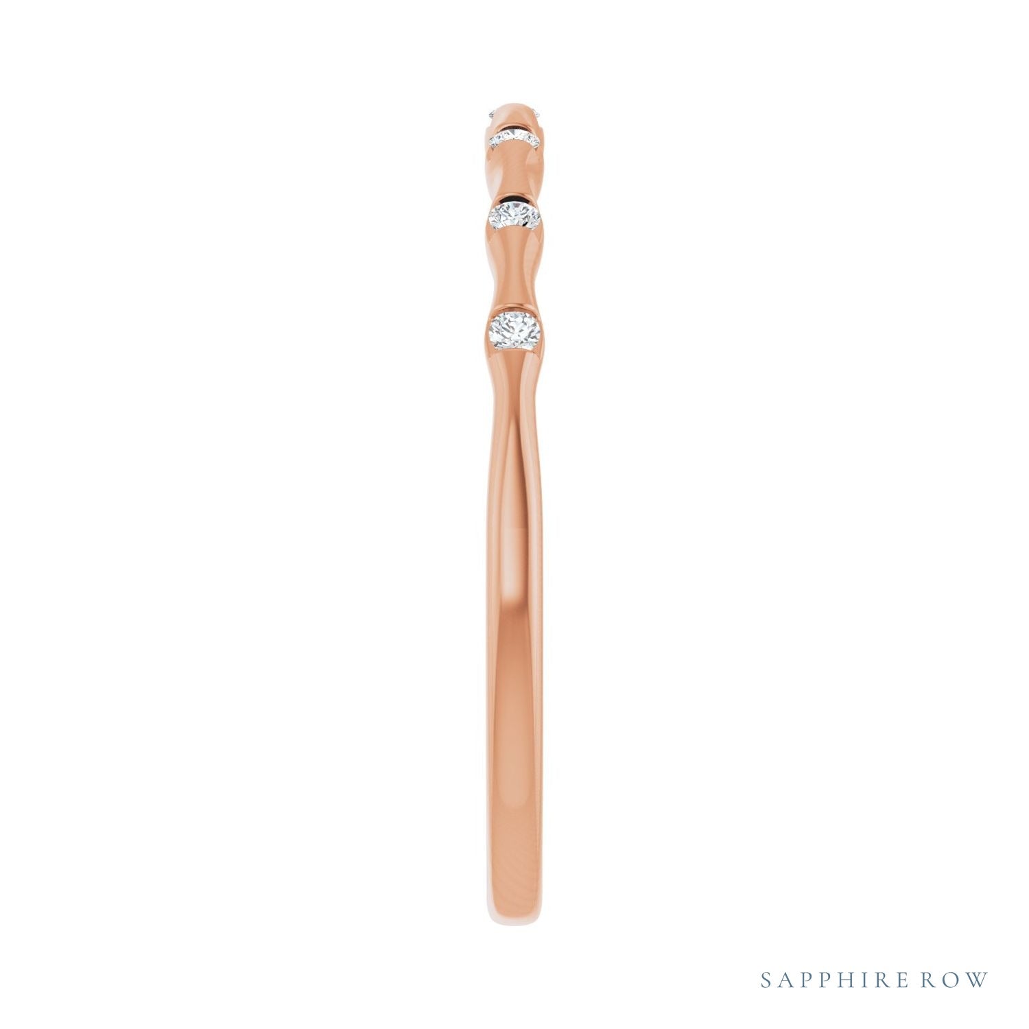 Sapphire Row Lab-Grown Diamond Wavy Inlay Ring - 14K Rose Gold (view 4)