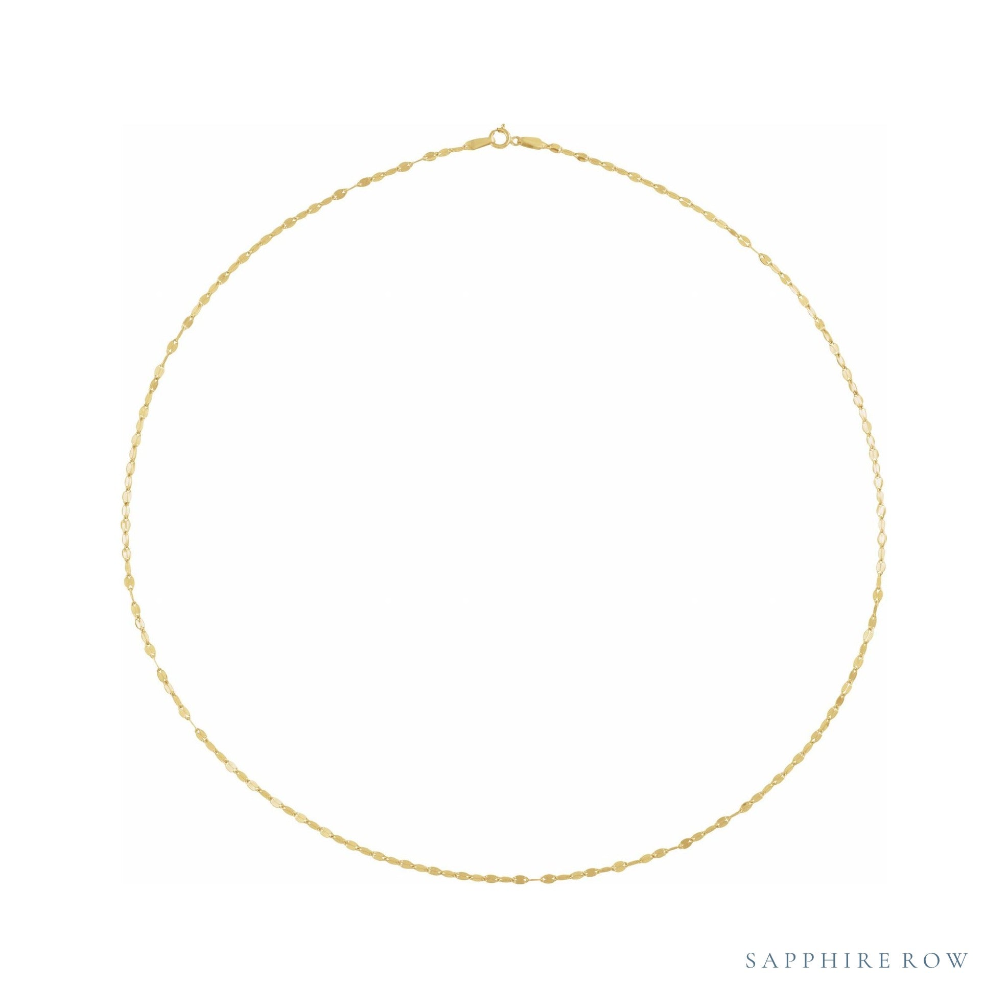 Sapphire Row Gold Keyhole Chain Necklace - 