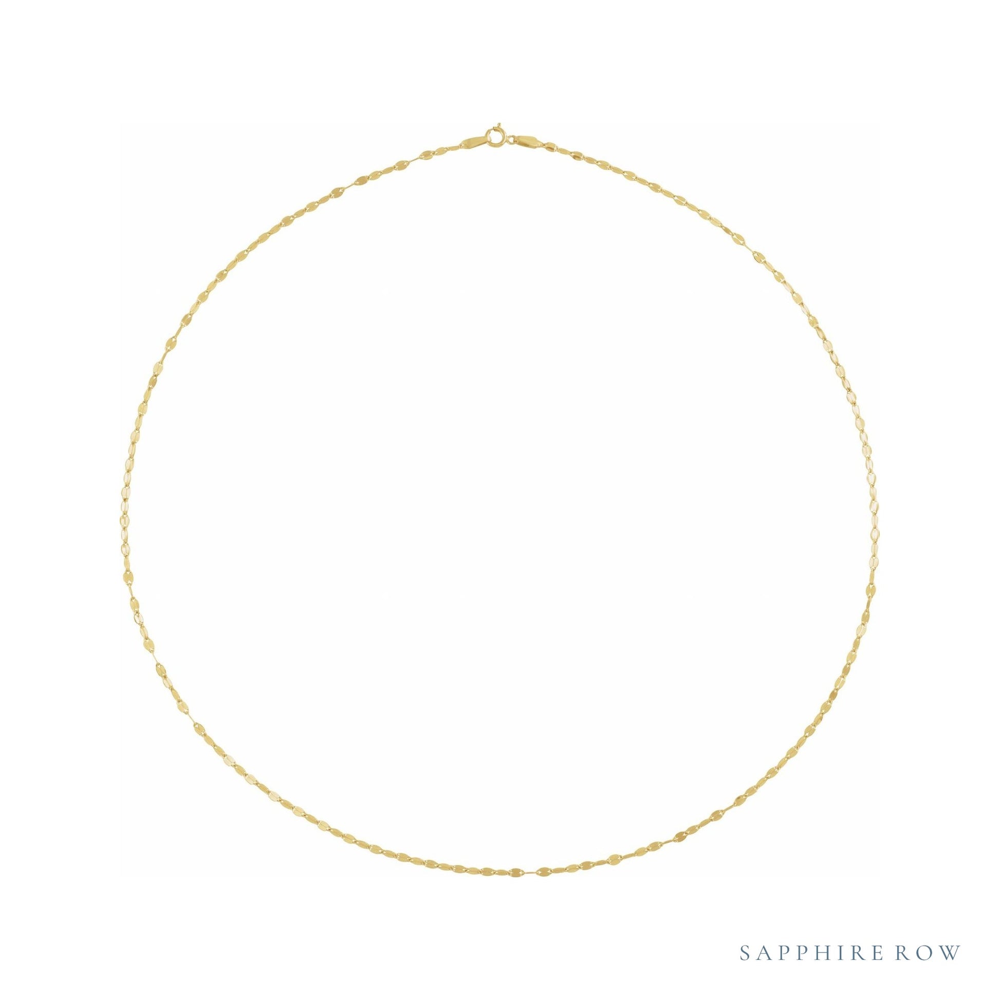 Sapphire Row Gold Keyhole Chain Necklace - 