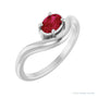 Sapphire Row Lab-Grown Gemstone Solitaire Wave Ring - Ruby, 14K White Gold