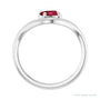 Sapphire Row Lab-Grown Gemstone Solitaire Wave Ring - Ruby, 14K White Gold (view 2)
