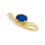 Sapphire Row Lab-Grown Gemstone Solitaire Wave Ring - Blue Sapphire, 14K Yellow Gold (view 5)