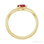 Sapphire Row Lab-Grown Gemstone Solitaire Wave Ring - Ruby, 14K Yellow Gold (view 2)
