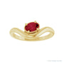 Sapphire Row Lab-Grown Gemstone Solitaire Wave Ring - Ruby, 14K Yellow Gold (view 3)