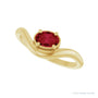 Sapphire Row Lab-Grown Gemstone Solitaire Wave Ring - Ruby, 14K Yellow Gold (view 5)