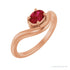 Sapphire Row Lab-Grown Gemstone Solitaire Wave Ring - Ruby, 14K Rose Gold