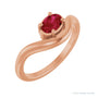 Sapphire Row Lab-Grown Gemstone Solitaire Wave Ring - Ruby, 14K Rose Gold