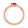 Sapphire Row Lab-Grown Gemstone Solitaire Wave Ring - Ruby, 14K Rose Gold (view 2)