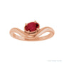 Sapphire Row Lab-Grown Gemstone Solitaire Wave Ring - Ruby, 14K Rose Gold (view 3)