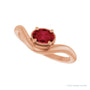 Sapphire Row Lab-Grown Gemstone Solitaire Wave Ring - Ruby, 14K Rose Gold (view 5)