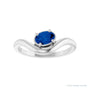 Sapphire Row Lab-Grown Gemstone Solitaire Wave Ring - Blue Sapphire, 14K White Gold (view 3)