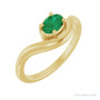 Sapphire Row Lab-Grown Gemstone Solitaire Wave Ring - Emerald, 14K Yellow Gold