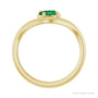 Sapphire Row Lab-Grown Gemstone Solitaire Wave Ring - Emerald, 14K Yellow Gold (view 2)