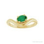 Sapphire Row Lab-Grown Gemstone Solitaire Wave Ring - Emerald, 14K Yellow Gold (view 3)
