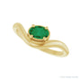 Sapphire Row Lab-Grown Gemstone Solitaire Wave Ring - Emerald, 14K Yellow Gold (view 5)