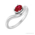 Sapphire Row Lab-Grown Gemstone Solitaire Wave Ring - Ruby, Platinum