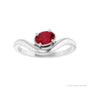 Sapphire Row Lab-Grown Gemstone Solitaire Wave Ring - Ruby, Platinum (view 3)