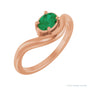 Sapphire Row Lab-Grown Gemstone Solitaire Wave Ring - Emerald, 14K Rose Gold