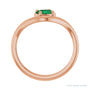 Sapphire Row Lab-Grown Gemstone Solitaire Wave Ring - Emerald, 14K Rose Gold (view 2)