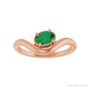 Sapphire Row Lab-Grown Gemstone Solitaire Wave Ring - Emerald, 14K Rose Gold (view 3)