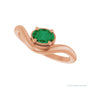 Sapphire Row Lab-Grown Gemstone Solitaire Wave Ring - Emerald, 14K Rose Gold (view 5)