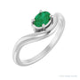 Sapphire Row Lab-Grown Gemstone Solitaire Wave Ring - Emerald, Platinum