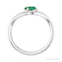 Sapphire Row Lab-Grown Gemstone Solitaire Wave Ring - Emerald, Platinum (view 2)