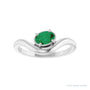 Sapphire Row Lab-Grown Gemstone Solitaire Wave Ring - Emerald, Platinum (view 3)