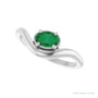 Sapphire Row Lab-Grown Gemstone Solitaire Wave Ring - Emerald, Platinum (view 5)