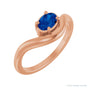 Sapphire Row Lab-Grown Gemstone Solitaire Wave Ring - Blue Sapphire, 14K Rose Gold