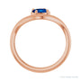 Sapphire Row Lab-Grown Gemstone Solitaire Wave Ring - Blue Sapphire, 14K Rose Gold (view 2)
