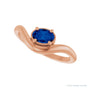 Sapphire Row Lab-Grown Gemstone Solitaire Wave Ring - Blue Sapphire, 14K Rose Gold (view 5)