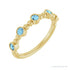 Sapphire Row Natural Gemstone Bead & Bezel Stacking Ring - Aquamarine, 14K Yellow Gold