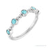 Sapphire Row Natural Gemstone Bead & Bezel Stacking Ring - Blue Zircon, 14K White Gold