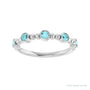 Sapphire Row Natural Gemstone Bead & Bezel Stacking Ring - Blue Zircon, 14K White Gold (view 3)