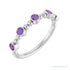 Sapphire Row Natural Gemstone Bead & Bezel Stacking Ring - Amethyst, 14K White Gold