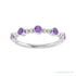 Sapphire Row Natural Gemstone Bead & Bezel Stacking Ring - Amethyst, 14K White Gold (view 3)