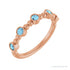 Sapphire Row Natural Gemstone Bead & Bezel Stacking Ring - Aquamarine, 14K Rose Gold