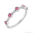 Sapphire Row Natural Gemstone Bead & Bezel Stacking Ring - Pink Tourmaline, Platinum