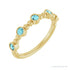 Sapphire Row Natural Gemstone Bead & Bezel Stacking Ring - Blue Zircon, 14K Yellow Gold