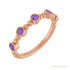 Sapphire Row Natural Gemstone Bead & Bezel Stacking Ring - Amethyst, 14K Rose Gold