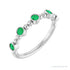 Sapphire Row Lab-Grown Gemstone Bead & Bezel Stacking Ring - Emerald, 14K White Gold