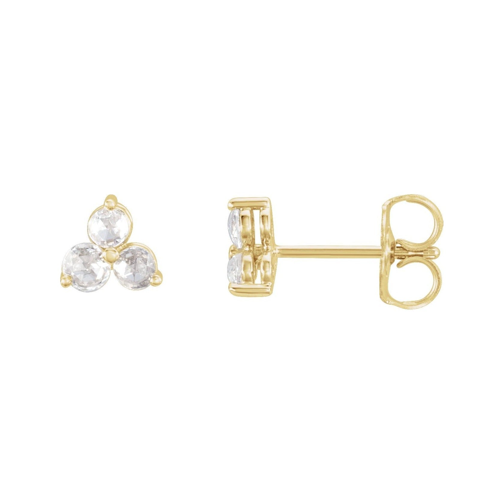 Sapphire Row Natural Diamond Trio Earrings - 14K Yellow Gold